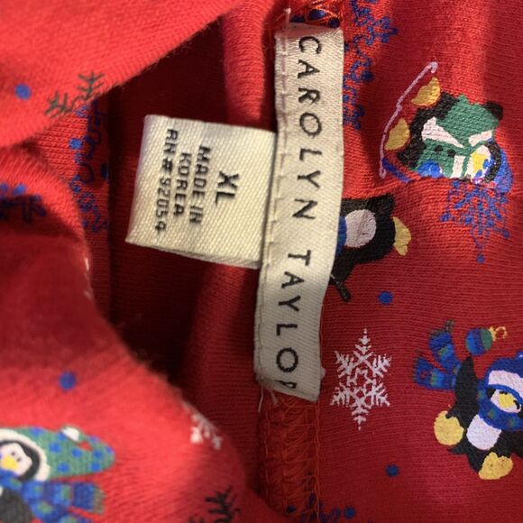 VTG Christmas Sweater Turtleneck Carolyn Taylor Red Penguin XL 90s Mom Snowflake - Picture 5 of 6